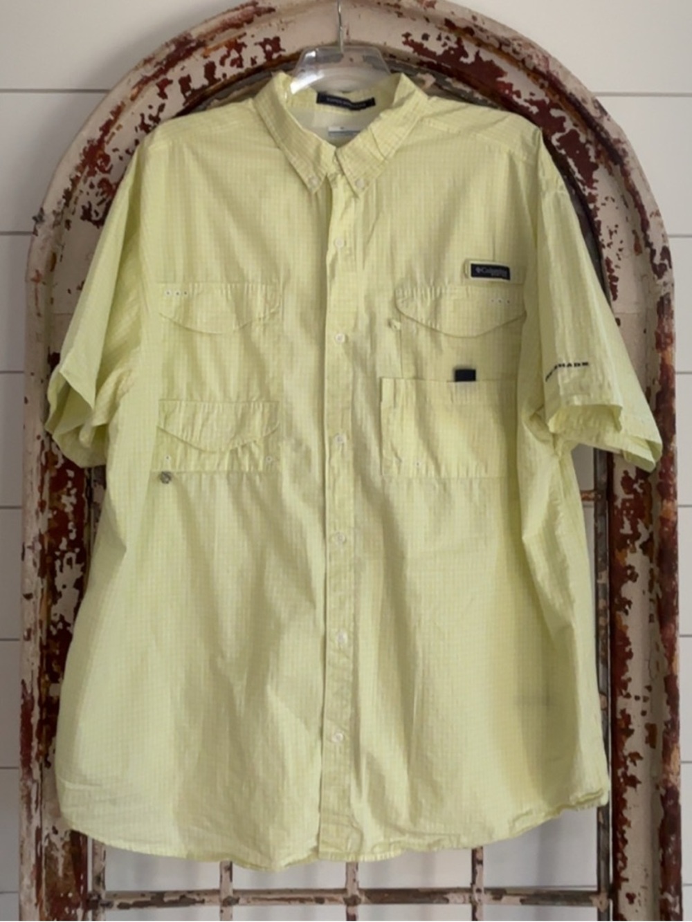 Columbia Super Bonehead Shirt. Yellow Gingham